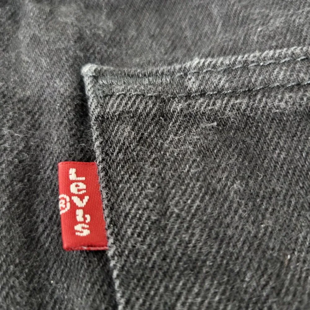 Levis 501‎ Jeans Mens 38x34 Black Denim Tapered Dark Wash Button Fly Black Label